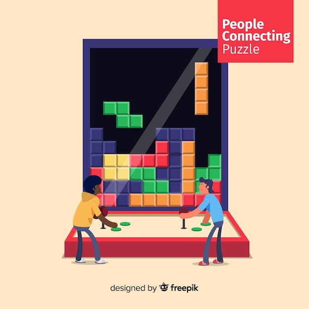 Free Vector people connecting puzzle pieces