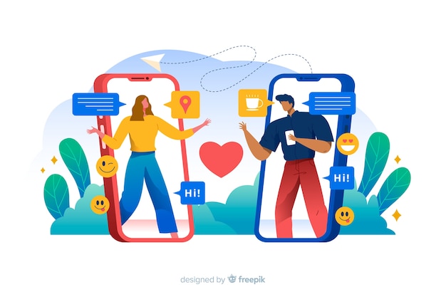 Free Vector people connecting through dating app concept illustration