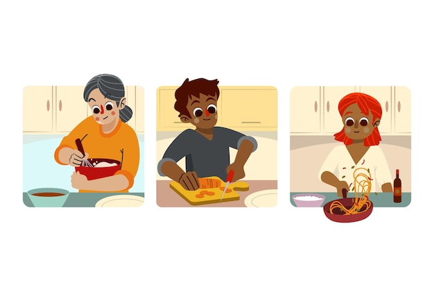 Free Vector people cooking concept