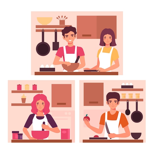 Free Vector people cooking concept