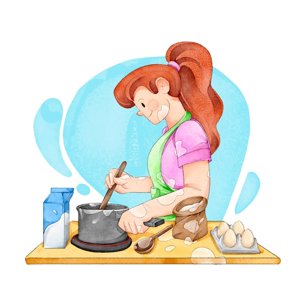 Free Vector people cooking concept