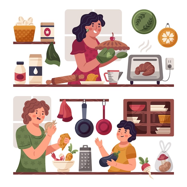 Free Vector people cooking concept