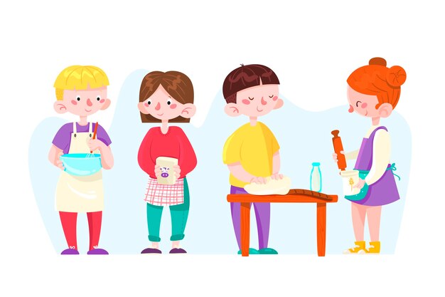 People cooking illustration concept