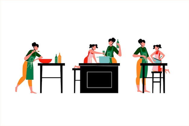 Free Vector people cooking illustration concept