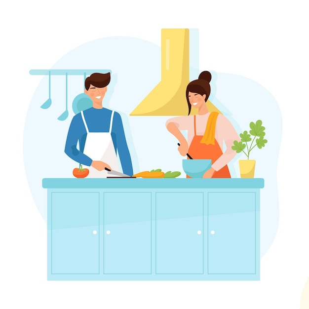 Free Vector people cooking illustration concept