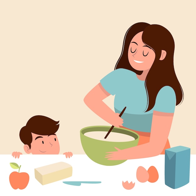 Free Vector people cooking illustration