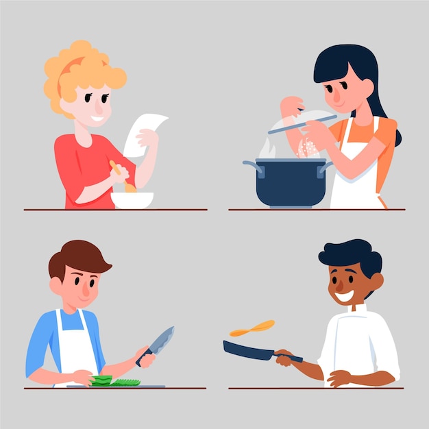 Free Vector people cooking pack