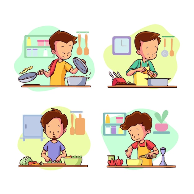 Free vector people cooking pack