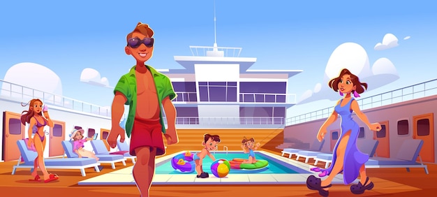 Free Vector people on cruise ship deck