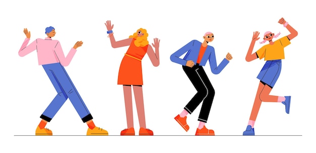 Free vector people dance moving body at music disco party