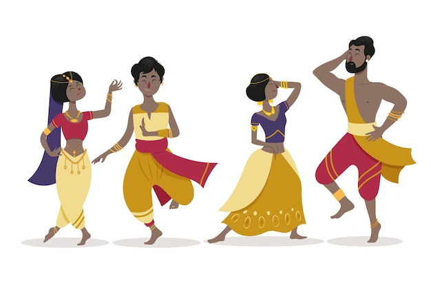 Free Vector people dancing bollywood illustrated