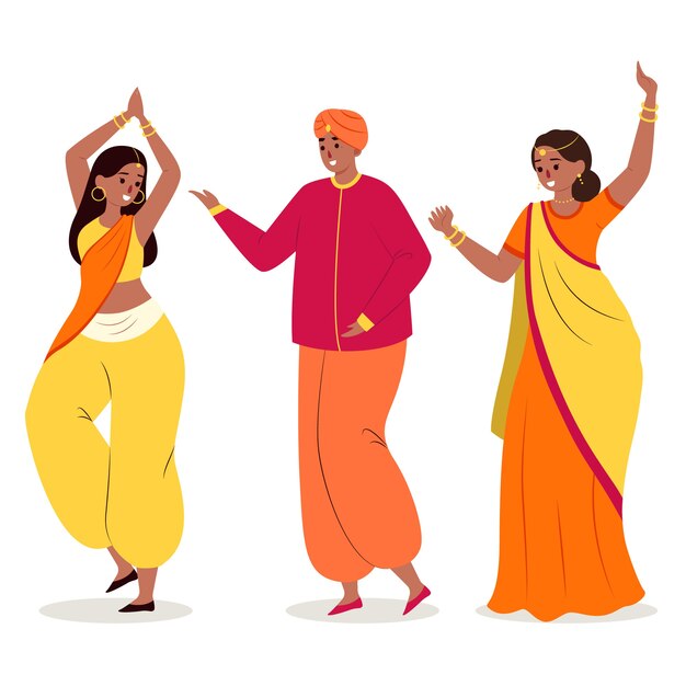 People dancing bollywood illustrated