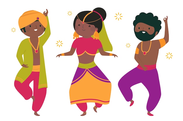 Free Vector people dancing bollywood illustration concept