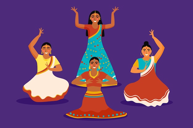 People dancing bollywood illustration design