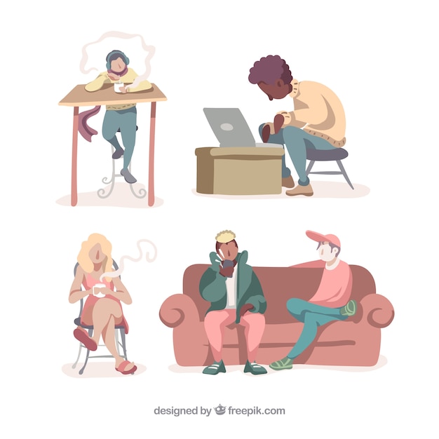 Free Vector people in different situations