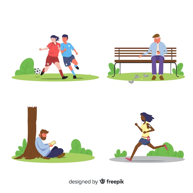 Free Vector people doing activities outdoor collection