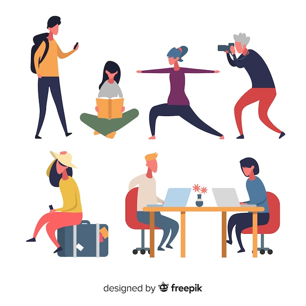 Free Vector people doing different actions