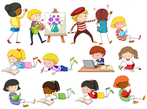 Free Vector people doing different activities illustration