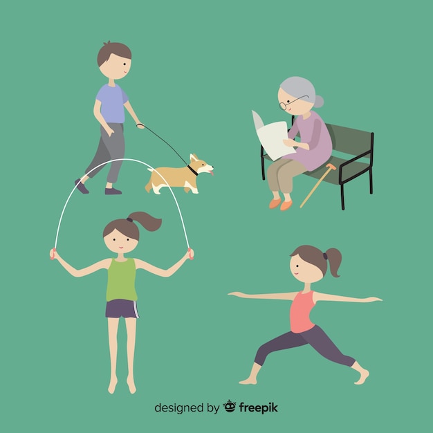 Free vector people doing different activities