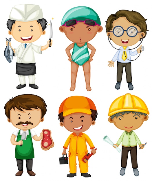 Free Vector people doing different occupations illustration