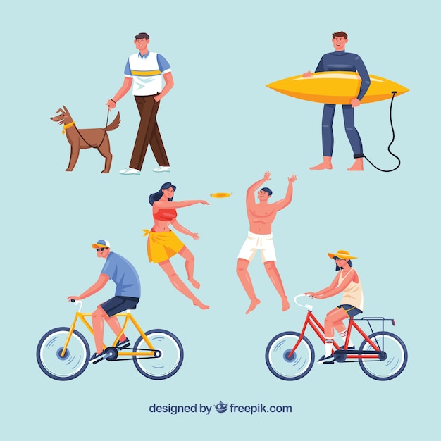 Free Vector people doing leisure activities outdoor