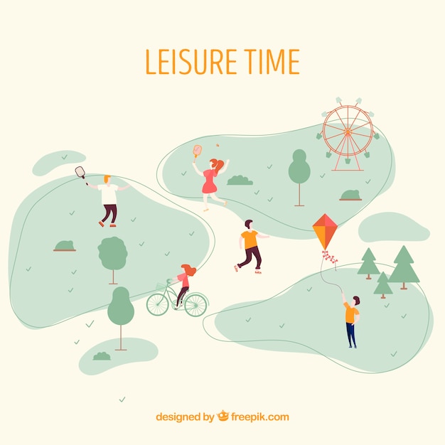 Free Vector people doing leisure activities with flat design