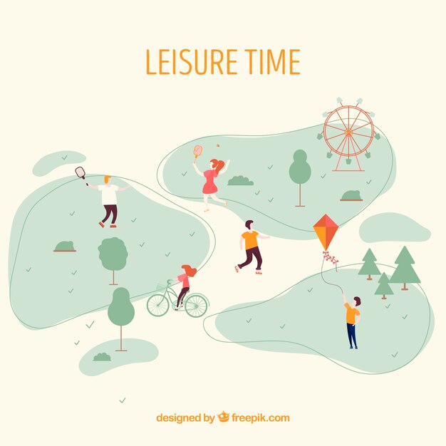 People doing leisure activities with flat design