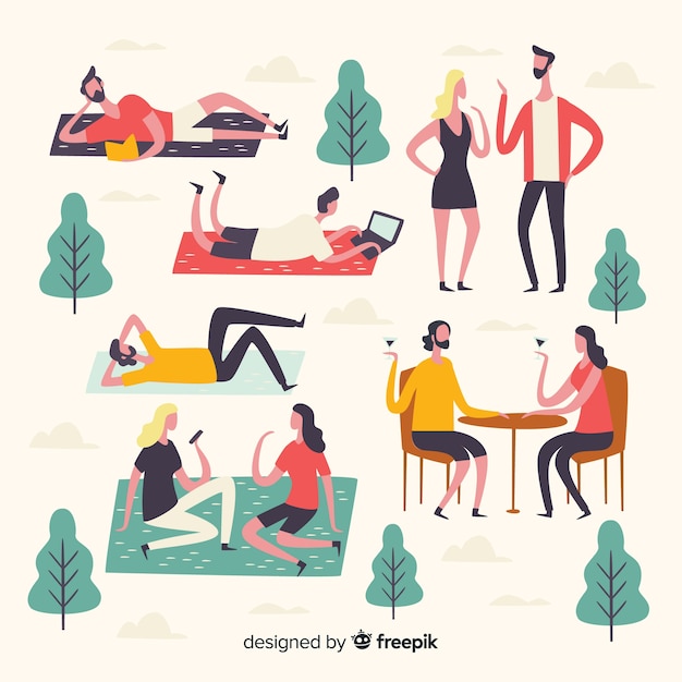 Free Vector people doing outdoor activities flat design