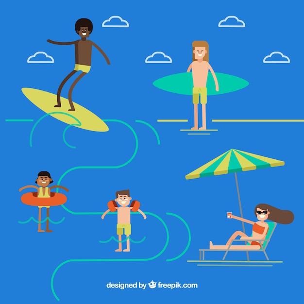 Free Vector people doing outdoor activities with flat design