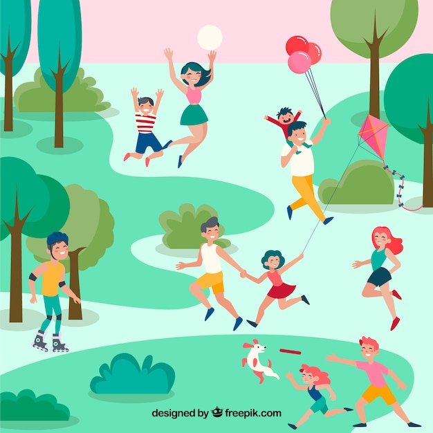 Free Vector people doing outdoor activities with flat design