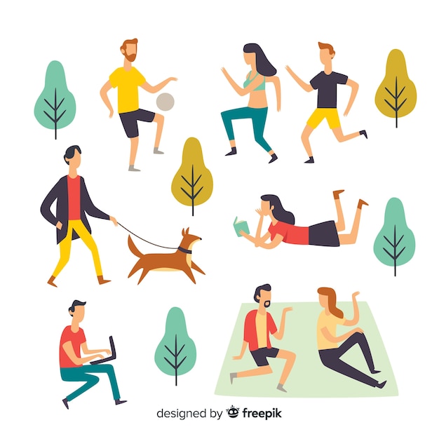 Free Vector people doing outdoor activities