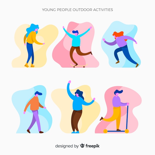 Free Vector people doing outdoor activities