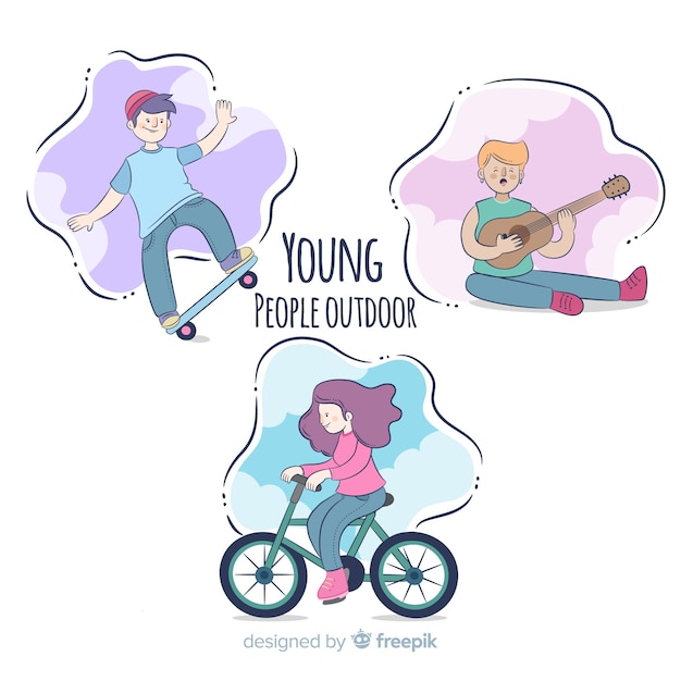 Free vector people doing outdoor activities