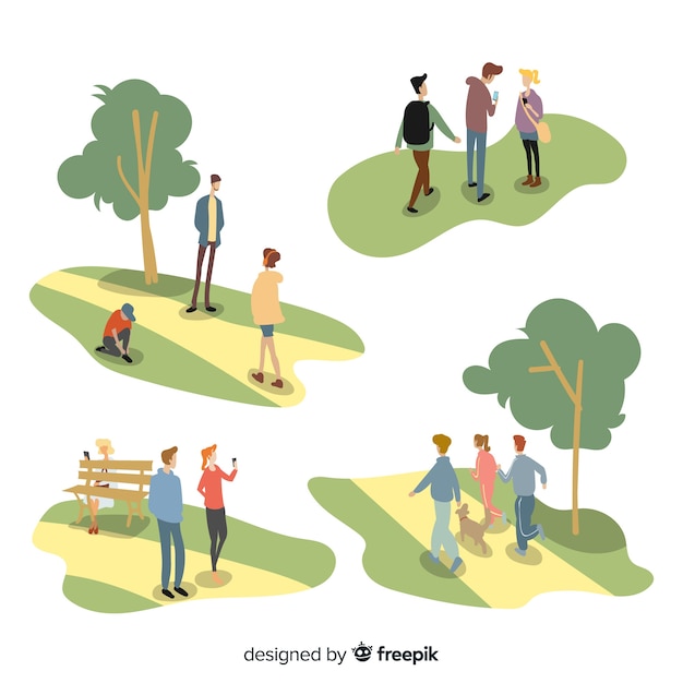 Free Vector people doing outdoor activities