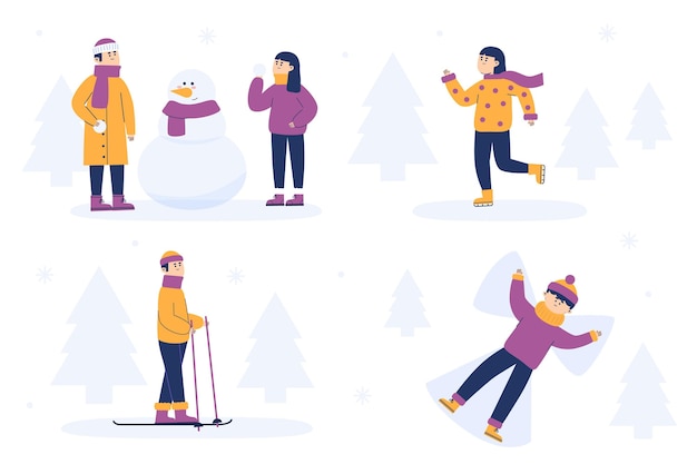 Free Vector people doing outdoors activities