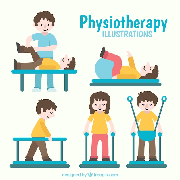 Free Vector people doing physiotherapy exercises