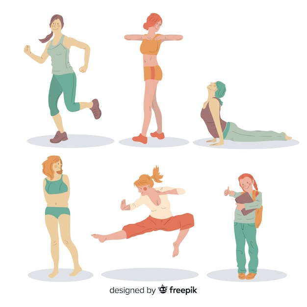 Free Vector people doing sport collection