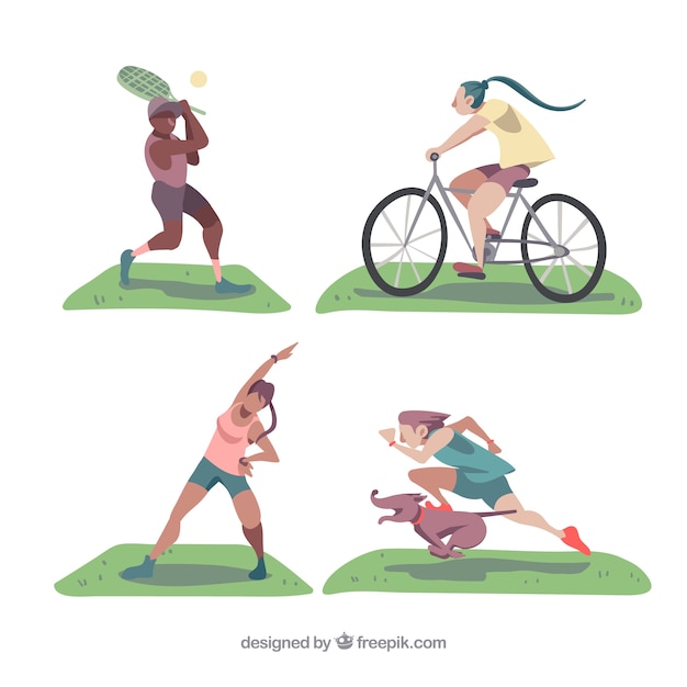 Free Vector people doing sport