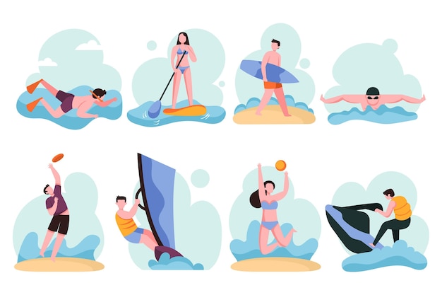 Free Vector people doing summer sports