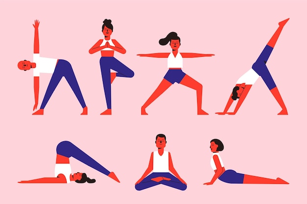 Free Vector people doing yoga concept