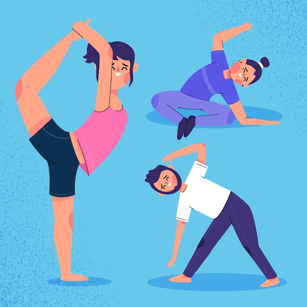 People doing yoga flat design