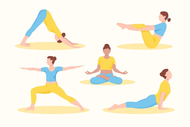 People doing yoga flat design