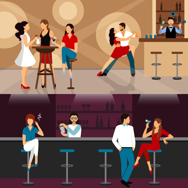 Free Vector people drinking in bar