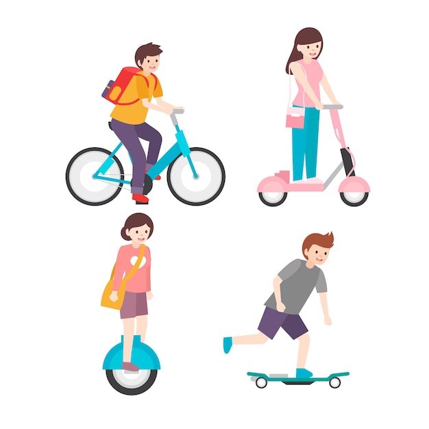 Free Vector people driving electric transport collection