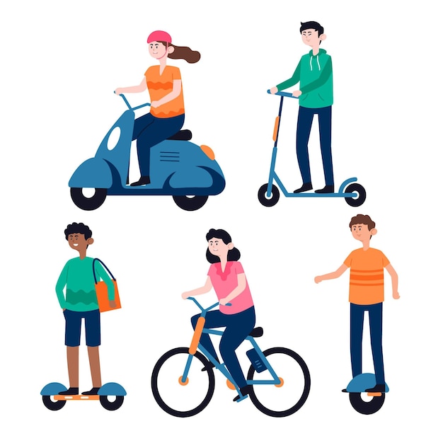 Free Vector people driving electric transport