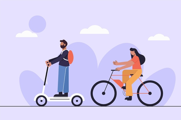 Free Vector people driving electric transport