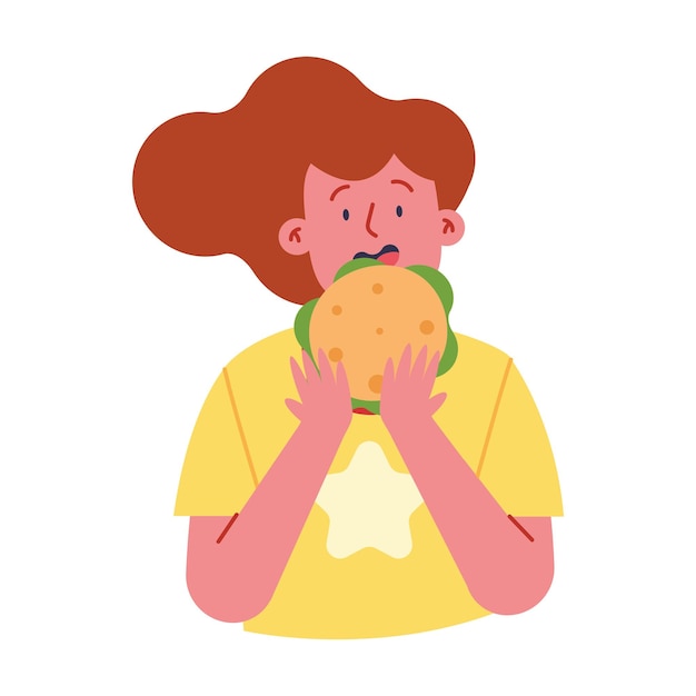 Free Vector people eating burger