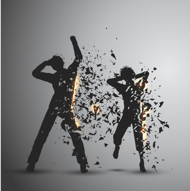 Free Vector people exploding silhouettes