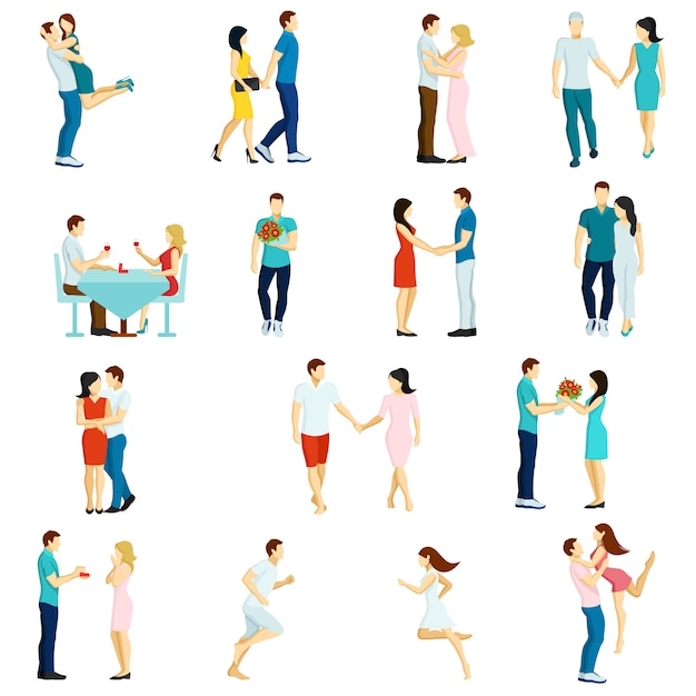 People Fall In Love Icon Set