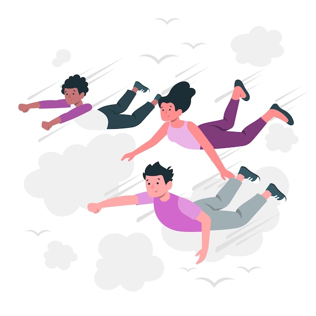 Free Vector people flying concept illustration